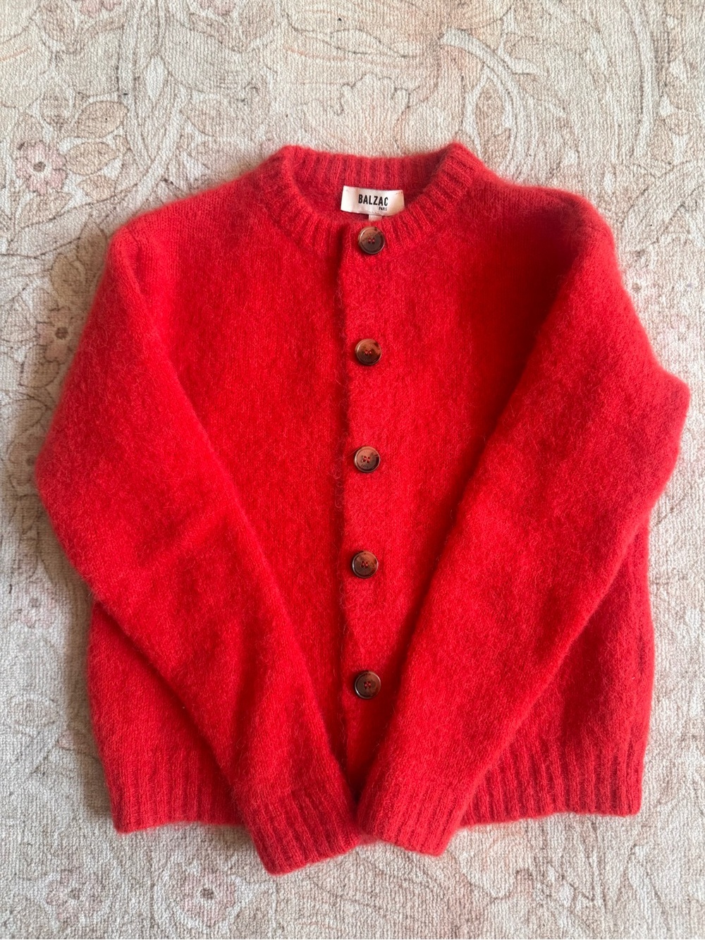 Balzac Red Alpaca Blend Button-Front Cardigan - NWOT
